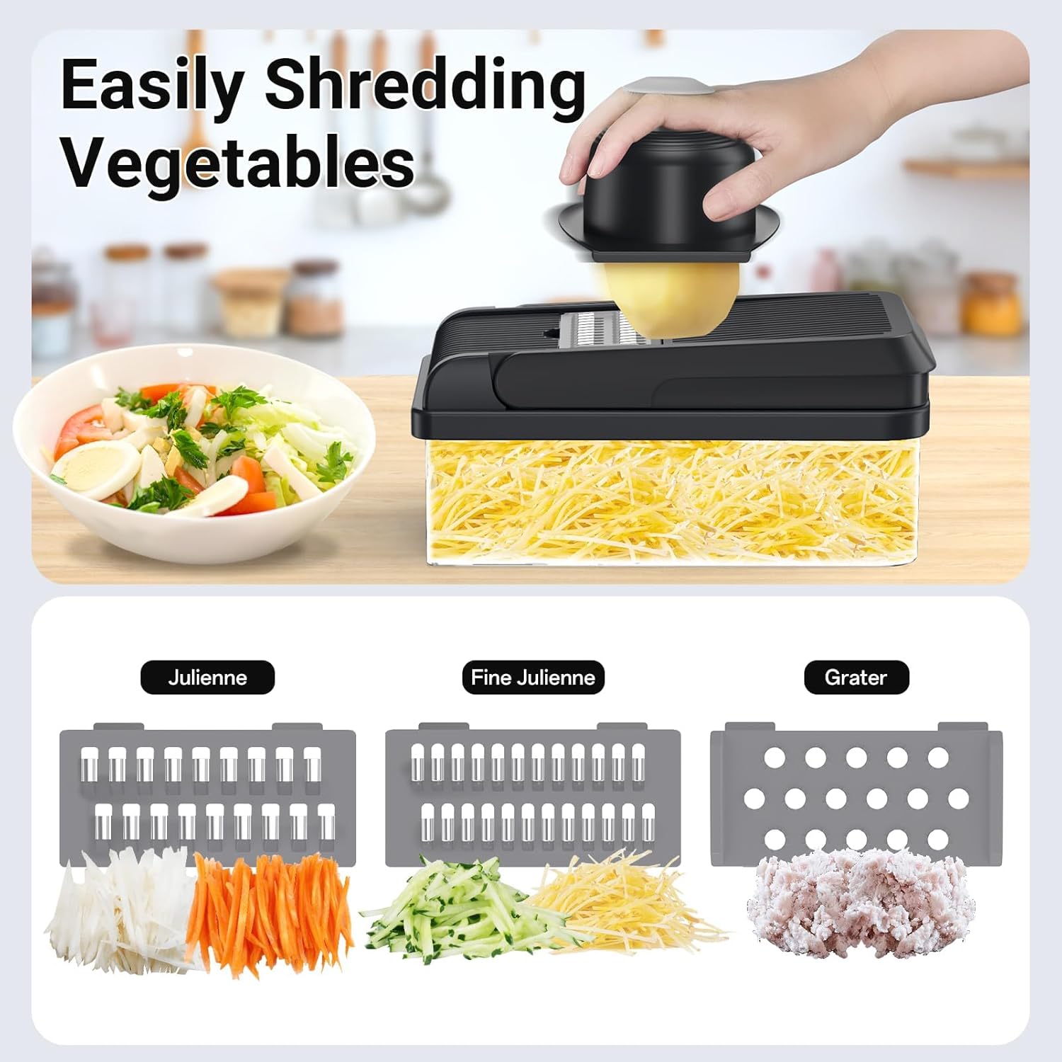 12-in-1 Vegetable Chopper Kitchen Gadget with 7 Blades and Mandoline