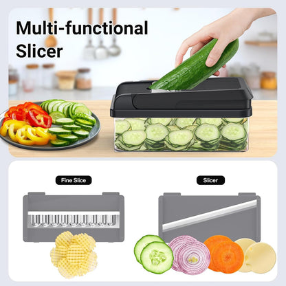 12-in-1 Vegetable Chopper Kitchen Gadget with 7 Blades and Mandoline