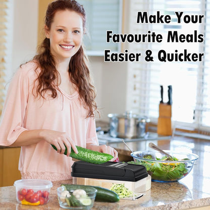 12-in-1 Vegetable Chopper Kitchen Gadget with 7 Blades and Mandoline
