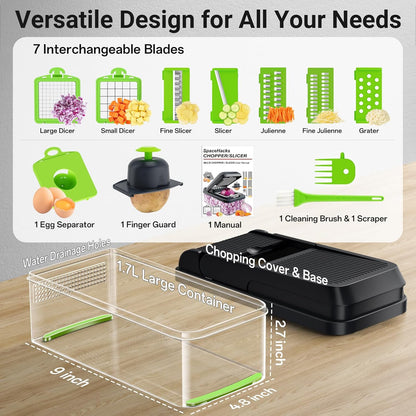 12-in-1 Vegetable Chopper Kitchen Gadget with 7 Blades and Mandoline