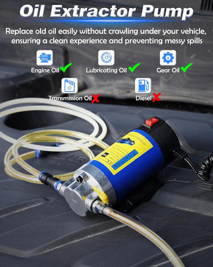 12V Electric Oil Extractor Pump – Self-Priming Fluid Transfer for Engine & Gear Oil
