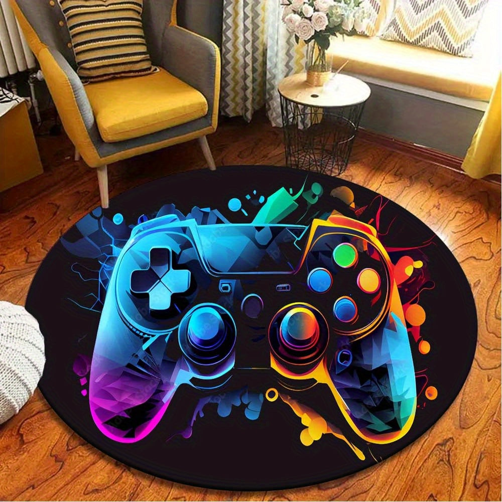 Gamepad Area Rug - Stylish Round Design for Gaming Rooms and Offices