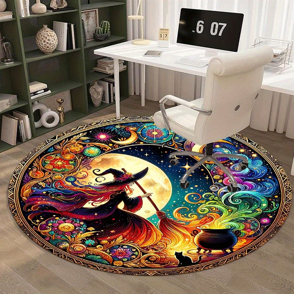 Velvet Witch Print Rug for Home Decor, Cozy Living Room Accent