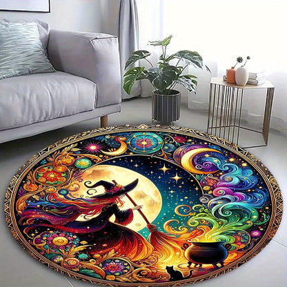 Velvet Witch Print Rug for Home Decor, Cozy Living Room Accent