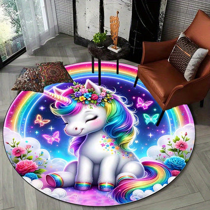 Rainbow Unicorn Rug - Soft Anti-Slip Area Rug for Kids' Rooms and Playrooms