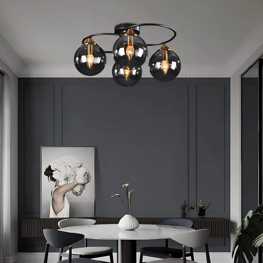 Round LED Ceiling Light in Smoke Grey and Warm Amber for Home and Office