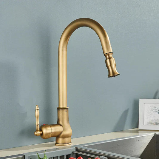 Kitchen Faucet Swivel Spout Antique Brass