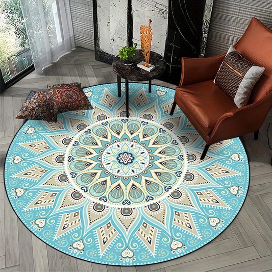Mandala Round Rug for Modern Home Decor - Soft, Stylish, Versatile