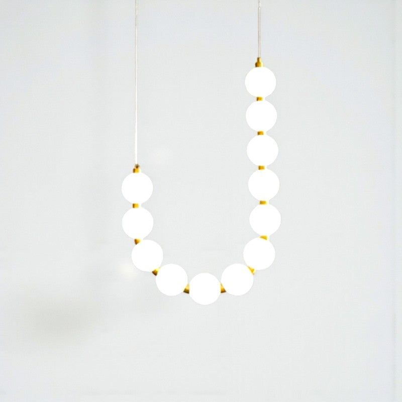 Pearl Globe Chandelier with Brass Accents