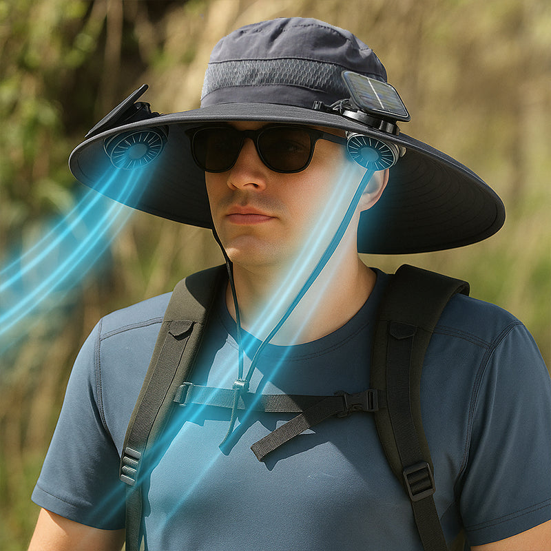 2025 New Solar Fan Outdoor Fishing Hat-Solar Sun Protection Sun Hat with Fan Solar