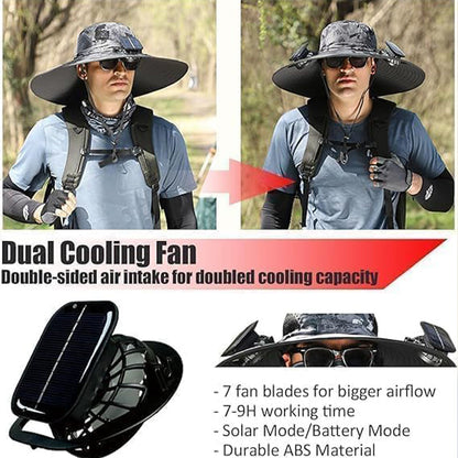 2025 New Solar Fan Outdoor Fishing Hat-Solar Sun Protection Sun Hat with Fan Solar