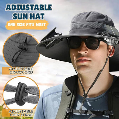 2025 New Solar Fan Outdoor Fishing Hat-Solar Sun Protection Sun Hat with Fan Solar