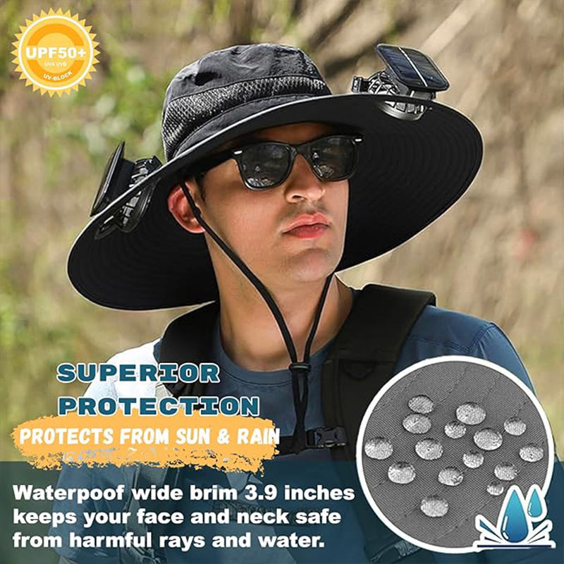 2025 New Solar Fan Outdoor Fishing Hat-Solar Sun Protection Sun Hat with Fan Solar