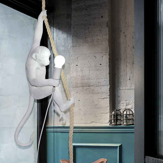 Monkey Pendant Light for Kids Room | Playful Rope Hanging Fixture