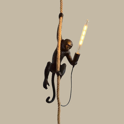 Monkey Pendant Light for Kids Room | Playful Rope Hanging Fixture