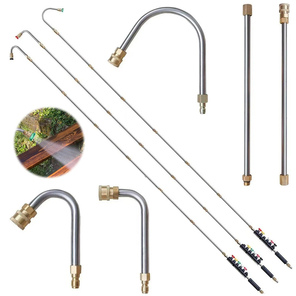 High-Pressure Washer Wand Set Telescopic 4000 PSI for Gutter Roof Cleaning