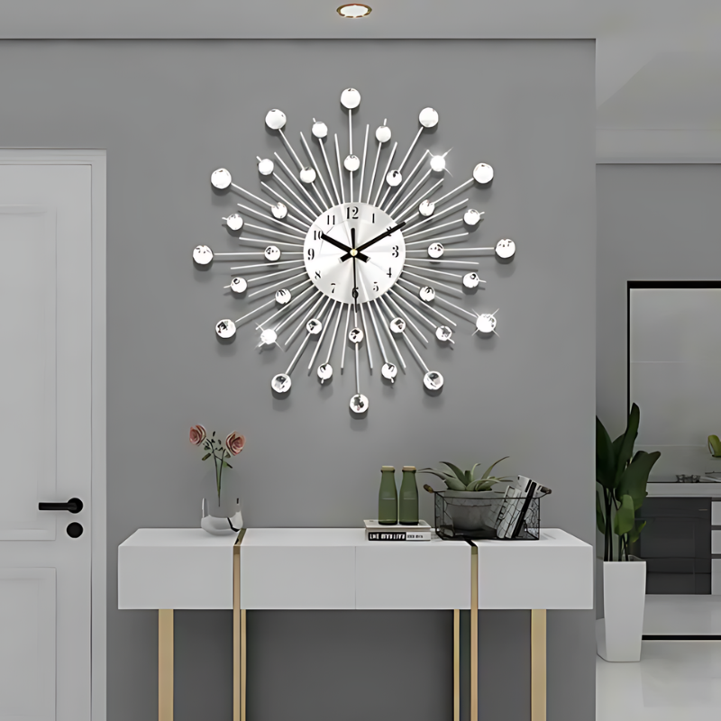 Sparkling Crystal Wall Clock for Home Decor and Office Elegance