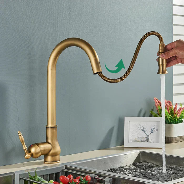 Kitchen Faucet Swivel Spout Antique Brass