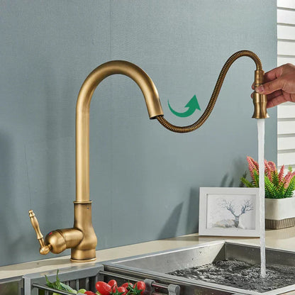 Kitchen Faucet Swivel Spout Antique Brass