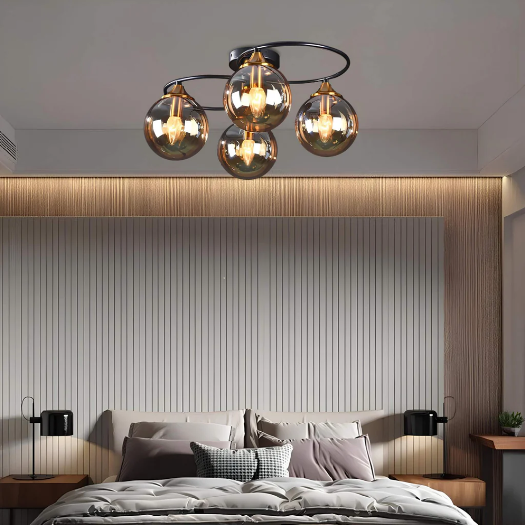 Round LED Ceiling Light in Smoke Grey and Warm Amber for Home and Office