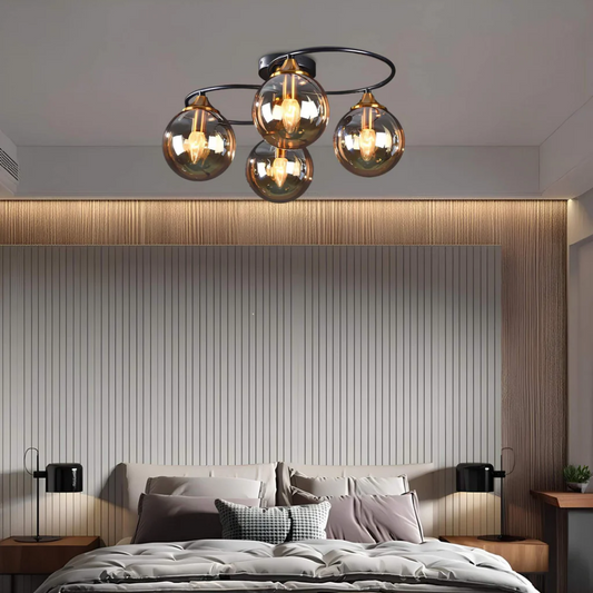 Round LED Ceiling Light in Smoke Grey and Warm Amber for Home and Office
