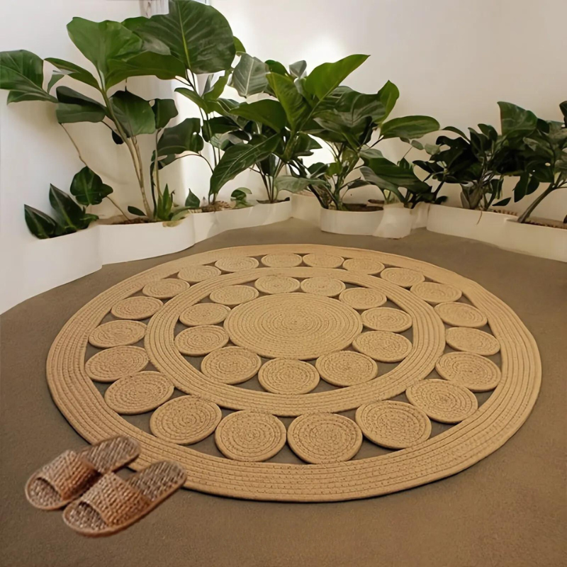 Non-Slip Geometric Round Rug for Home Decor and Office Style