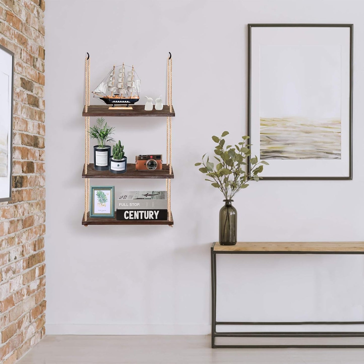 3-Tier Wall Shelf Hanging Shelf for Plants Indoor Decor