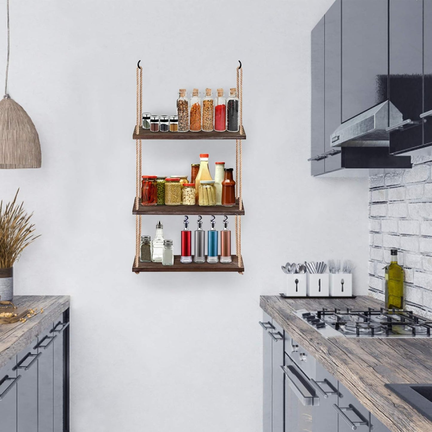 3-Tier Wall Shelf Hanging Shelf for Plants Indoor Decor