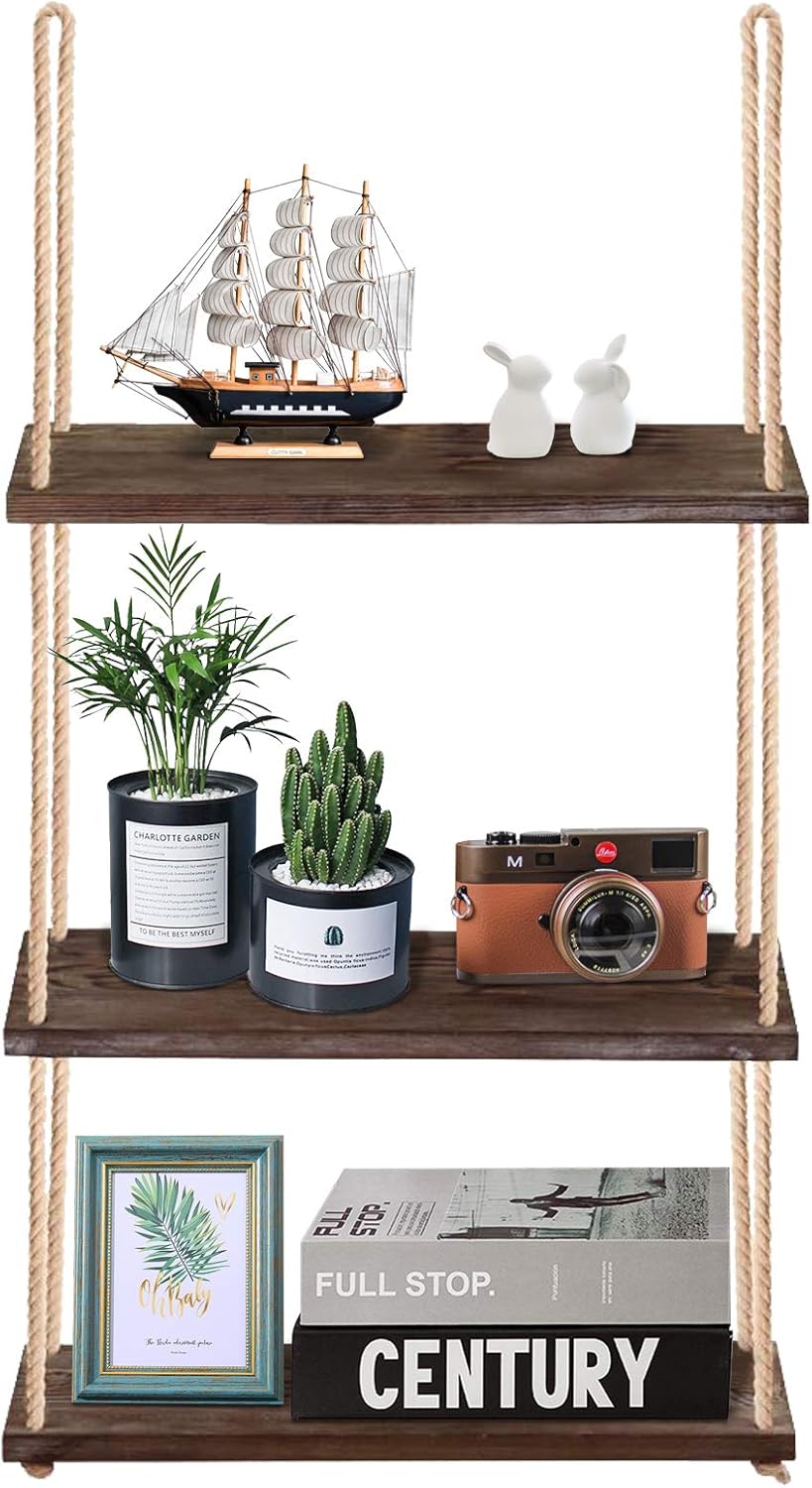 3-Tier Wall Shelf Hanging Shelf for Plants Indoor Decor
