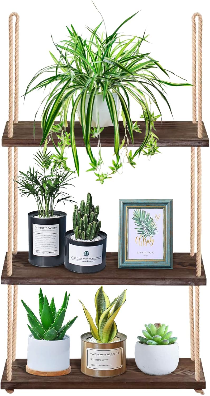 3-Tier Wall Shelf Hanging Shelf for Plants Indoor Decor