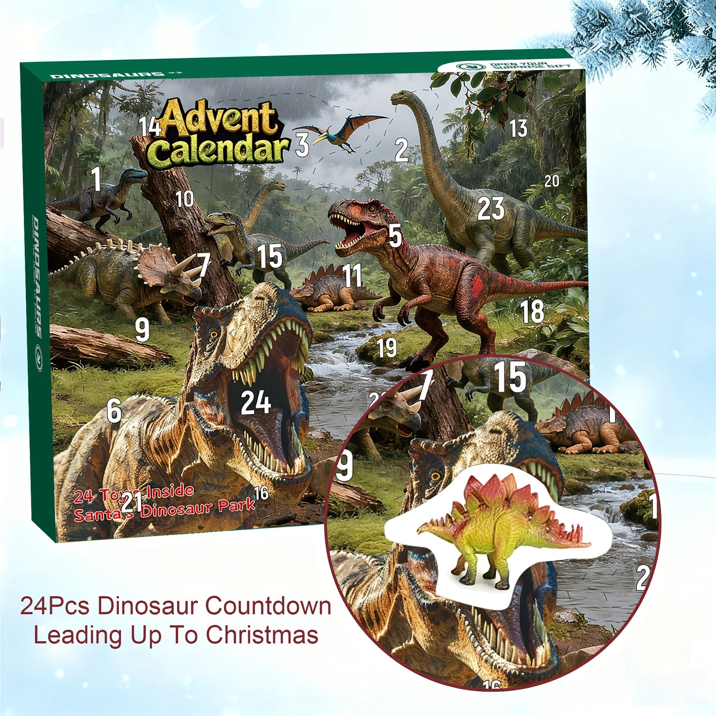 Dinosaur Christmas Advent Calendar Gift Figures 24-Days
