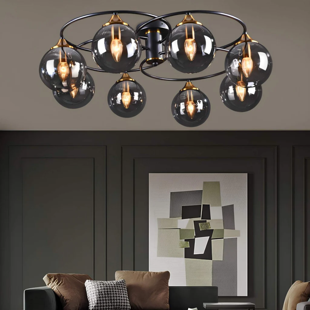 Round LED Ceiling Light in Smoke Grey and Warm Amber for Home and Office