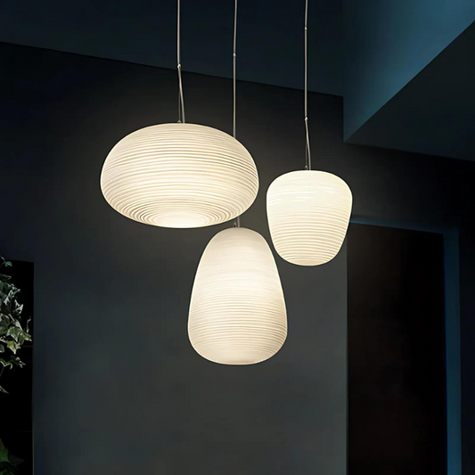 Modern Ribbed Glass Pendant Light for Home and Office Decor