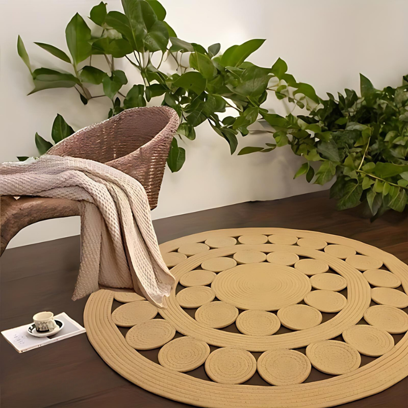 Non-Slip Geometric Round Rug for Home Decor and Office Style