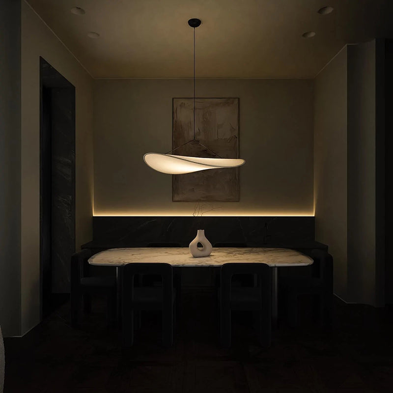 Modern LED Pendant Light in Metal and Synthetic Silk for Home and Office