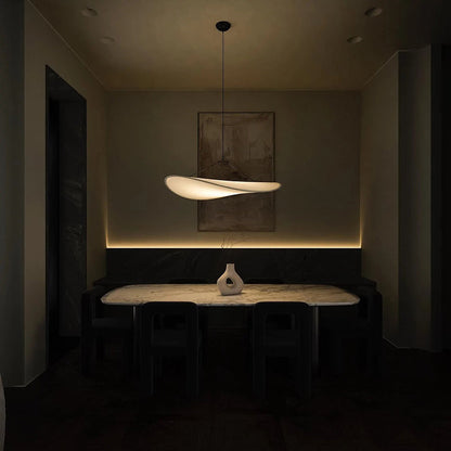 Modern LED Pendant Light in Metal and Synthetic Silk for Home and Office