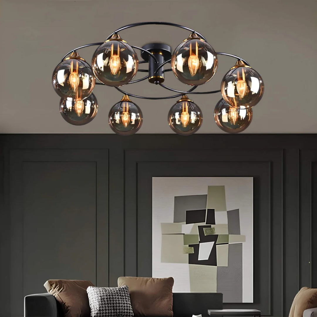 Round LED Ceiling Light in Smoke Grey and Warm Amber for Home and Office