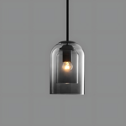 Mid-Century Pendant Light with Double Glass in Smoke Grey and Rust for Home