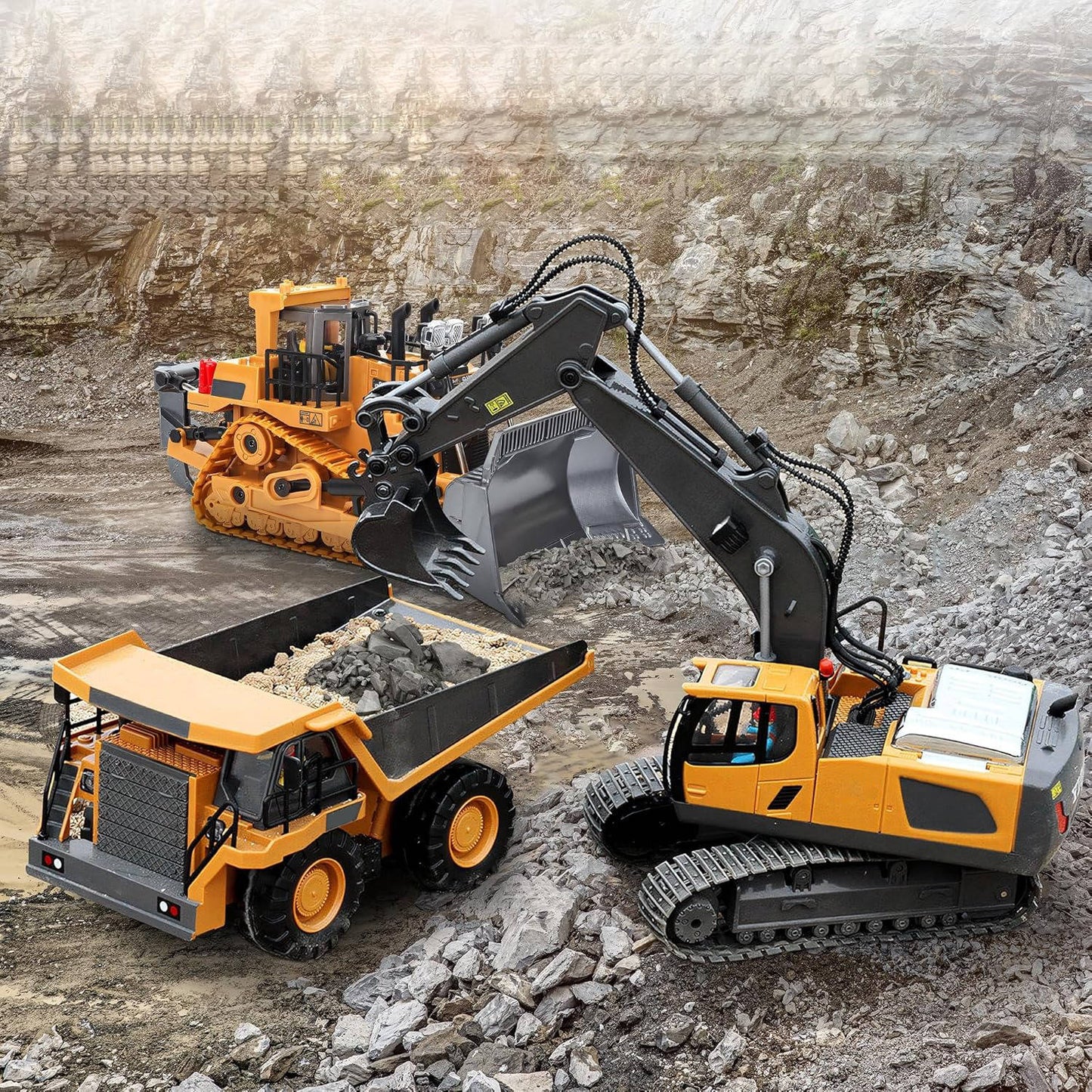 4WD Remote Control Excavator Bulldozer Dump Truck