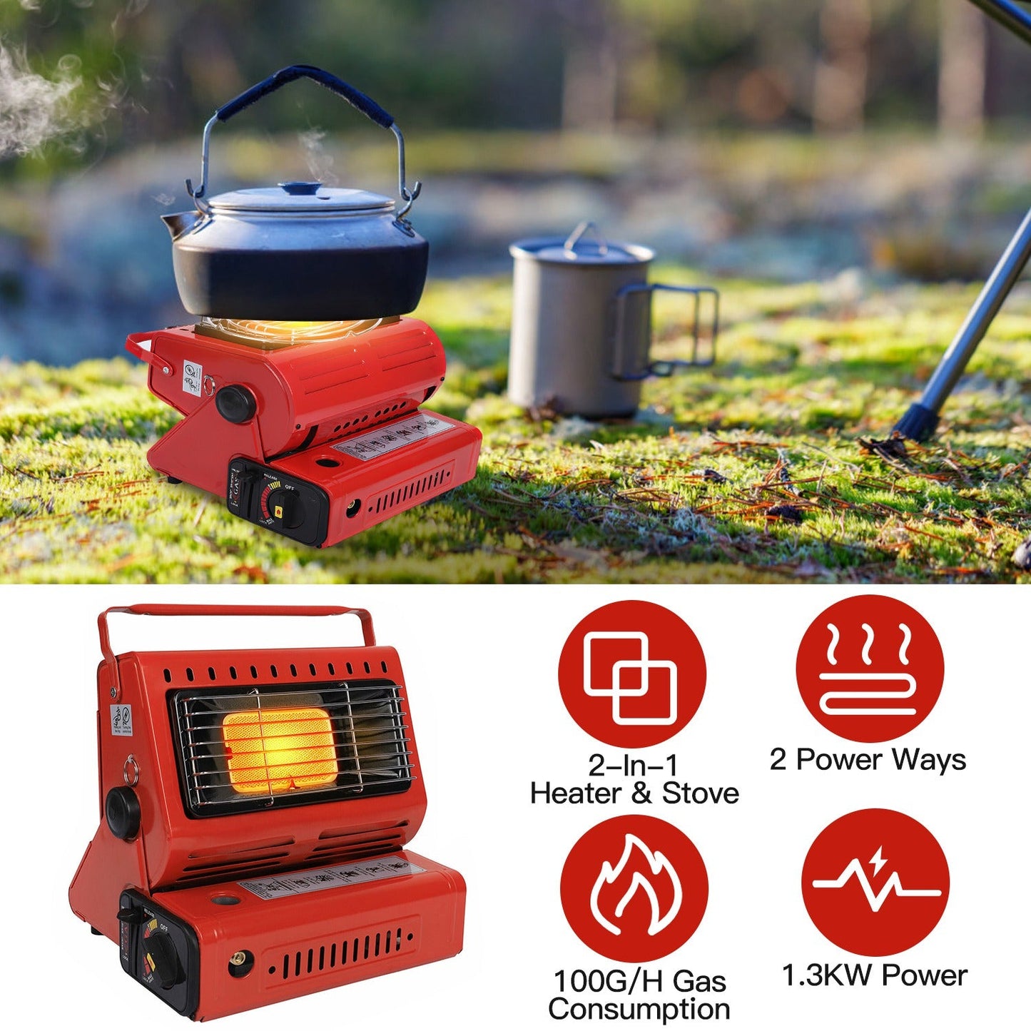 Butane Burner Heater Portable Outdoor Cooking Stove for Camping Fishing