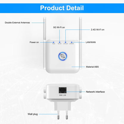 5G WiFi Extender – Wireless Signal Booster for Home or Office