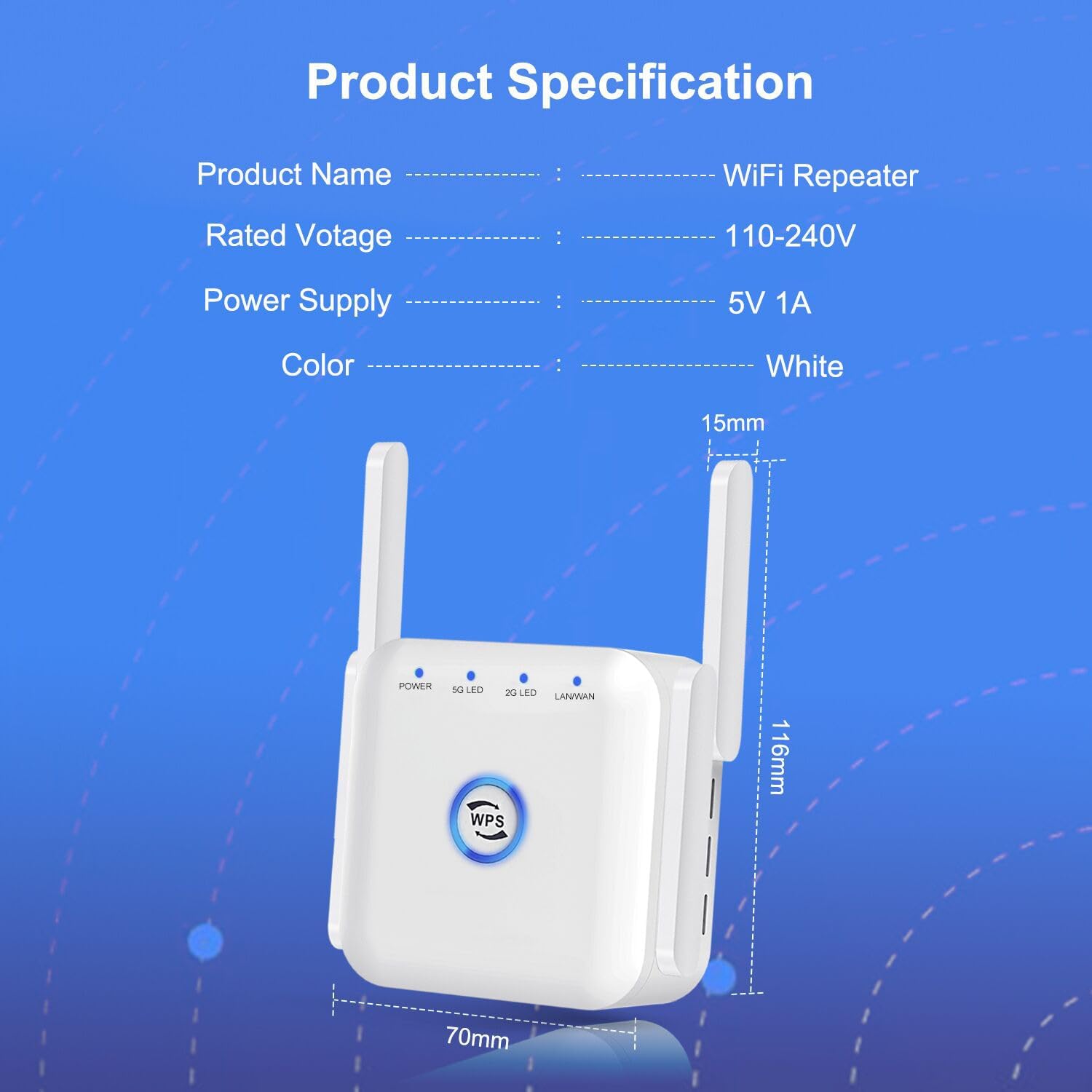 5G WiFi Extender – Wireless Signal Booster for Home or Office
