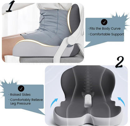 Back and Seat Cushion Ergonomic Memory Foam with Lumbar Support