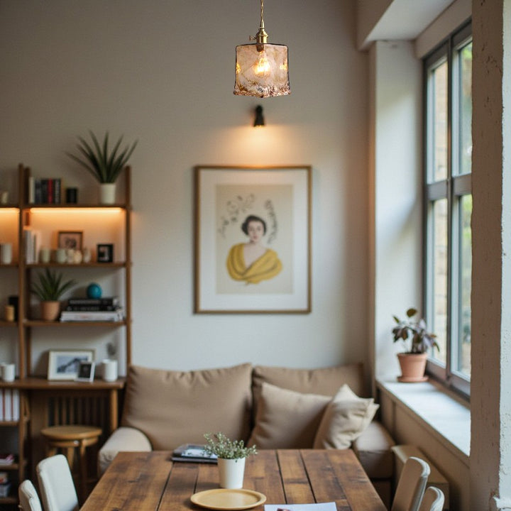 Glass Pendant Light with Gold Finish for Interior Lighting