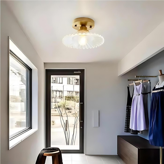 Vintage Ribbed Glass Ceiling Light for Home Decor and Timeless Style
