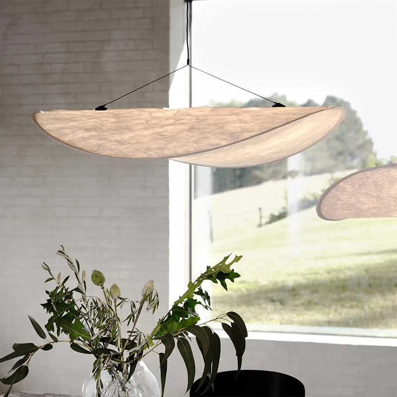 Modern LED Pendant Light in Metal and Synthetic Silk for Home and Office