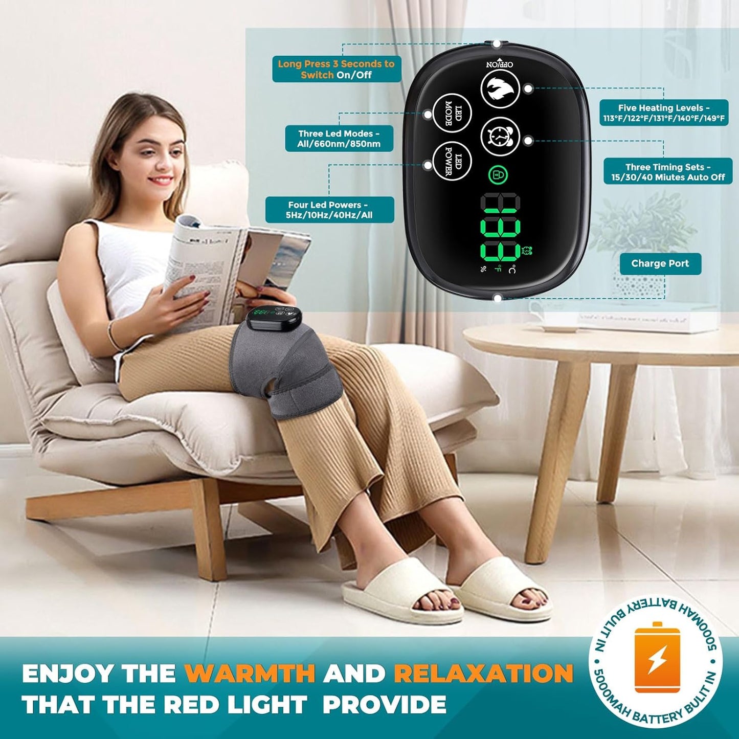 Knee Support with Infrared Red Light Therapy 660nm 850nm