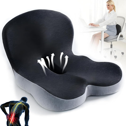 Back and Seat Cushion Ergonomic Memory Foam with Lumbar Support