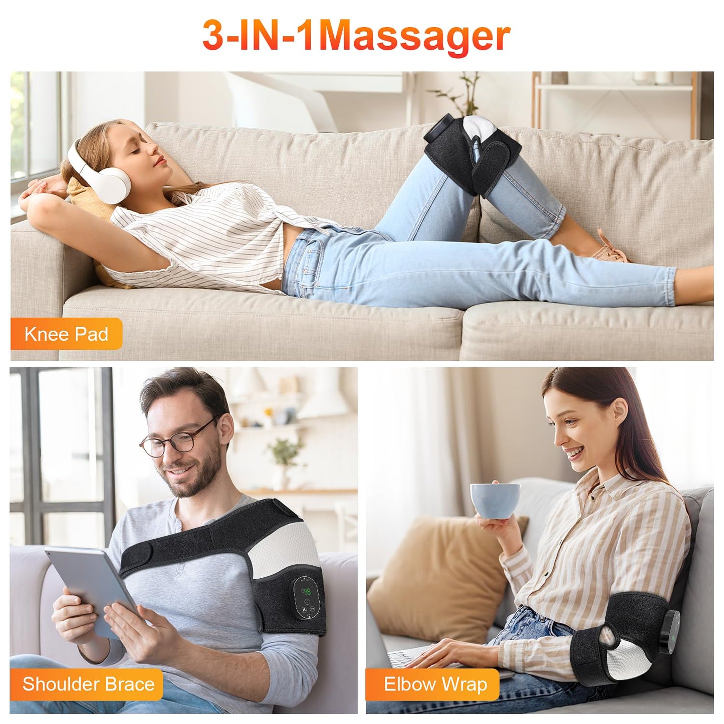 Electric Knee Massager with Heat 2-in-1