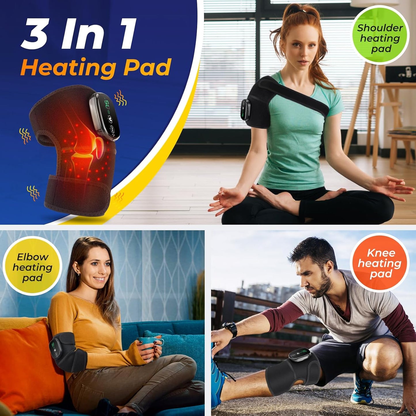 3-in-1 Thermal Support Pad for Shoulder Elbow Knee Joint Relief